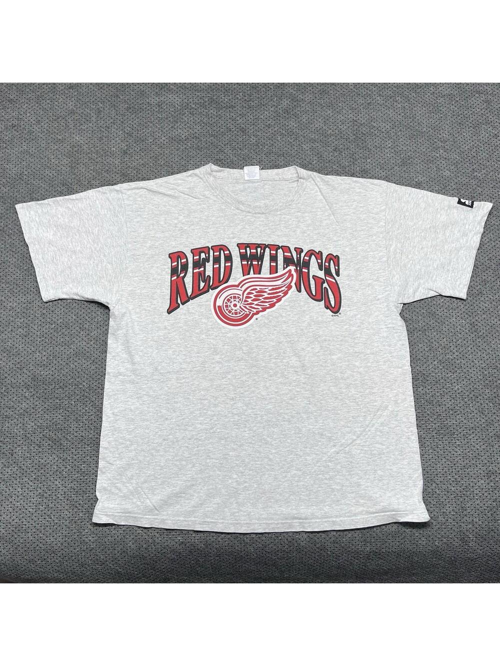 Vintage 90S Starter Detroit Red Wings Hockey T-Shirt XL RARE MENS GREY LOGO
